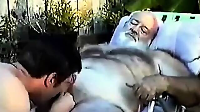 Young Man Sucks Off a Hairy Grandpa