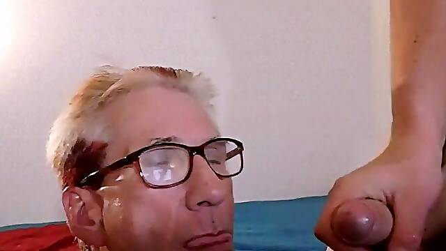 Cum-Splattered Glasses: Old-Young Blowjob
