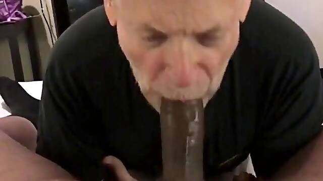 Mature Gay Man Sucks a Well-Endowed Black Stud
