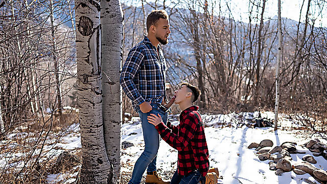 Twink pulls down his jeans for a hefty dose of dick in the right hole