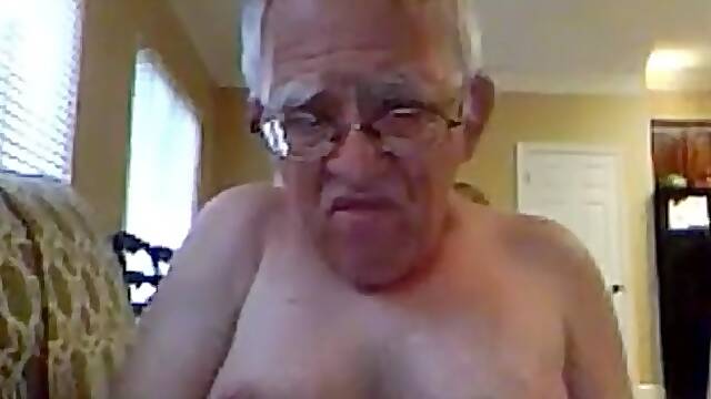 Grandpa cum on webcam