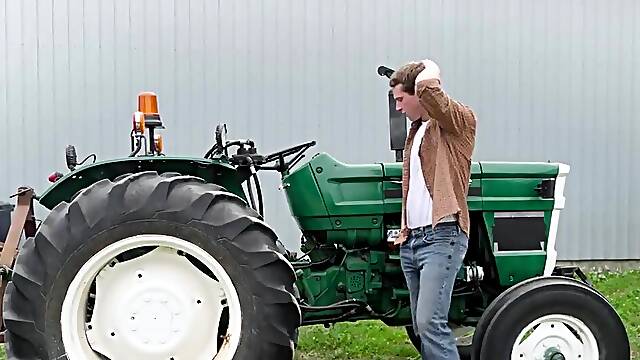 The Latino hunk is helping a man who has a broken tractor