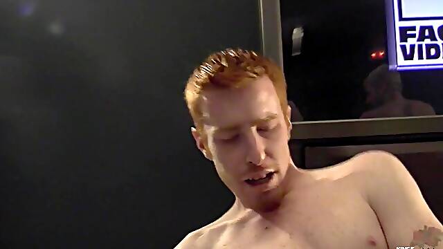 Three horny guys have anal sex at the cinema while another dude watches and masturbates