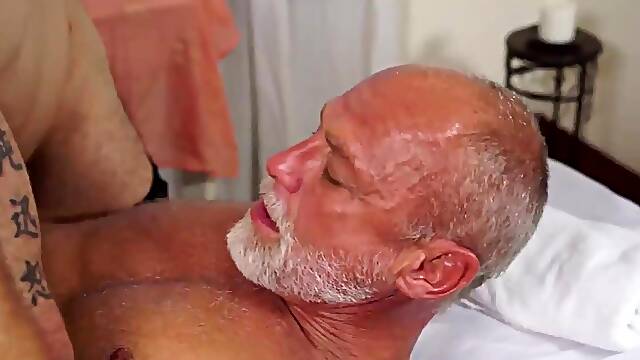 MaleIcons.com - Gray daddys oral session with muscled masseurs big cock and intense anal play