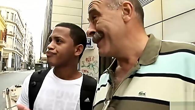 Grandpa fucks a young black twink