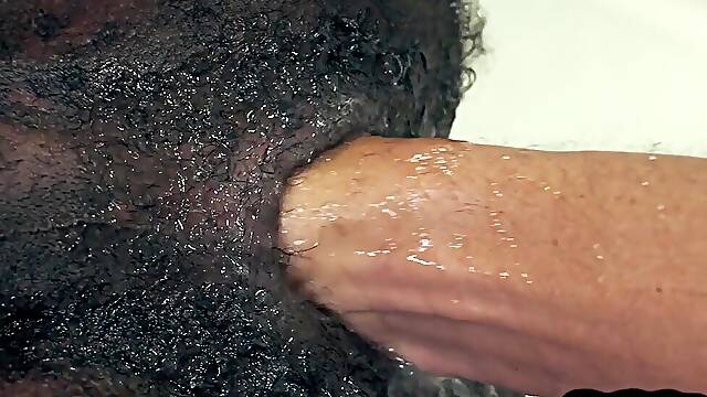 Ebony hunk assfisted in hairy asshole by skinny gay