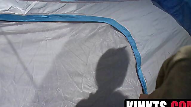 Beretta James and TS Nina Lawless have spooky sex in the camping tent