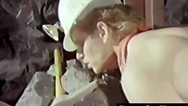 Retro miners pause work for dick sucking and fucking
