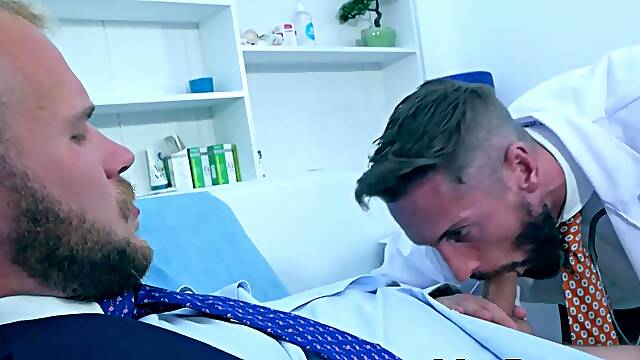 Naughty Doctor Nick North examines Malek Tobias butthole with his fingers and nice dick