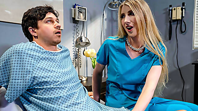 Busty trans nurse Janelle Fennec handles her patients boner