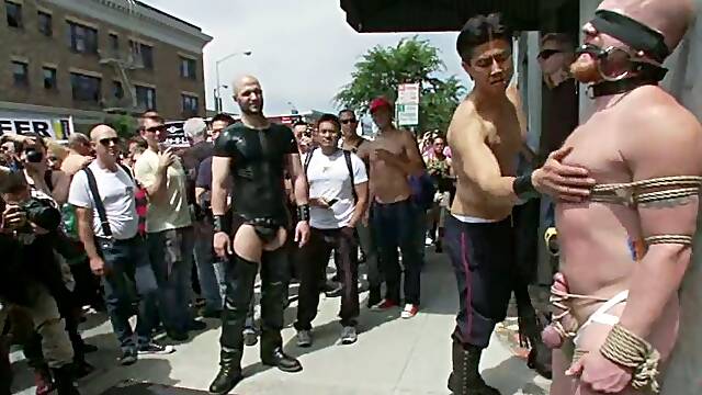 Luke Riley gets his mouth and ass fucked hard in the street