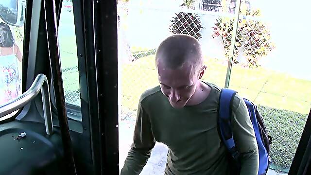Max Crase sucks a dick and gets ass fucked in an empty bus