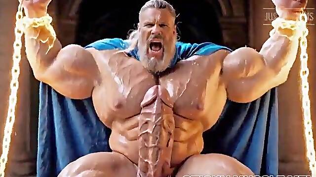 Sticky Muscle Chaps Day 41 Preview, AI-Generated Muscle Boys, Large Rods, Large Cum Loads