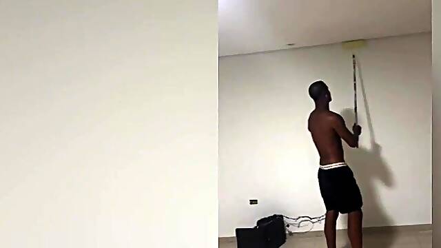 Twink alone at home hires golden painter.