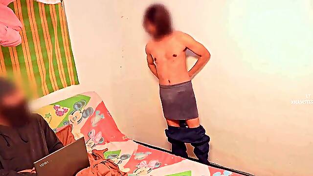 Desi stud get bare and jizm in front of his roommate