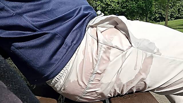 Pissing in my trousers in a park part 2
