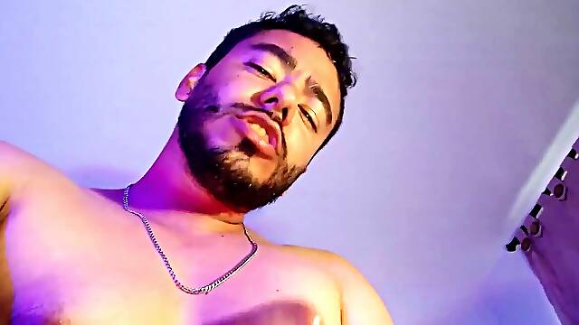 Sizzling wooly man masturbating and moaning