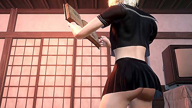 Adorable straight Femboy in asian Uniform tries His First Anal with a Furry