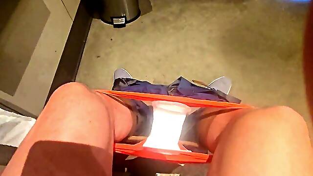 Piss on large Pad with change in public restrooms