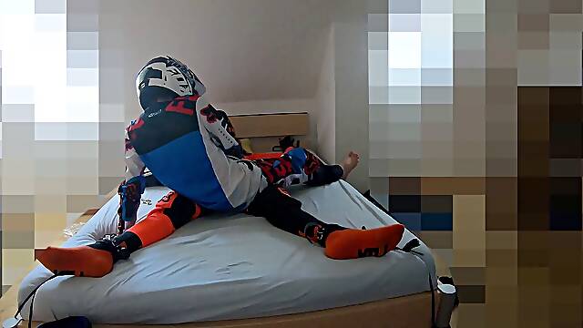 #1 tearing up in MX Gear with my 18y ash-blonde beau (Huge Double Cumshot on his belly) - Part 1