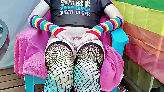 Rikki Ocean Celebrating Pride 2023 Stroking Cock Outside and Playing With  Ass Until Cumming