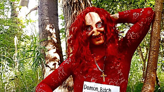 Horny demon bitch in the forest
