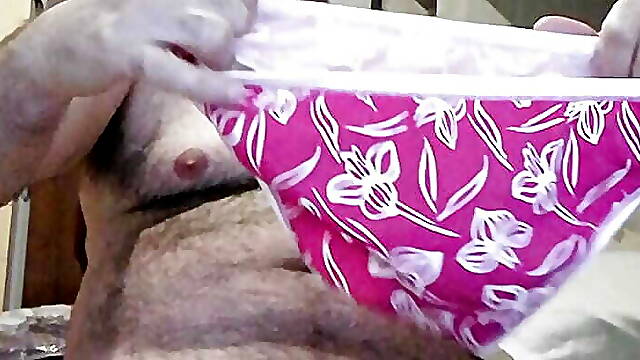 I jerk my cock with my friends panties who is still a virgin.