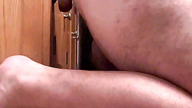 Chubby using a big black dildo