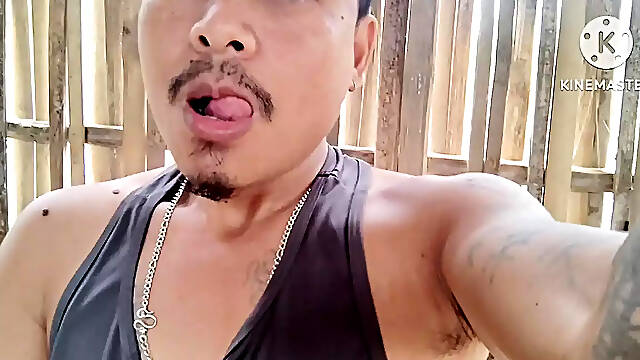 Inside the small house.