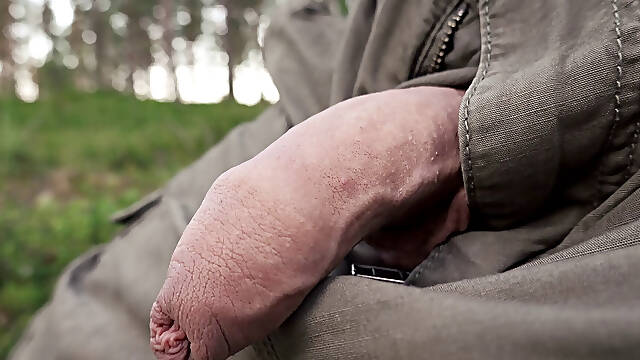 Pants down in the woods