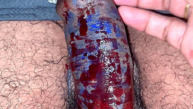 My Hard black cock with red colour cone