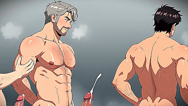 Gay Men Cartoon Style Ai Porn Cumming and Erect