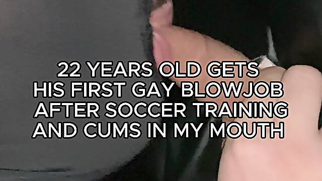 22 Years Old Soccer Player Gets His First Gay Blowjob After Training and Cums in My Mouth