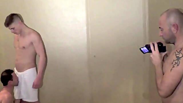 Threesome sex tape amateur in sauna