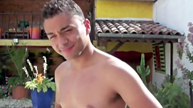 Youlg Latino fuck his gay friendin the swimming pool