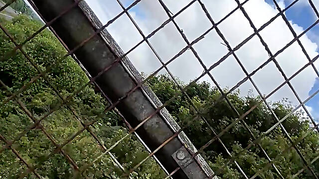 Naked above highway. Caught by cars