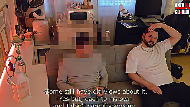 I Suck the Cock of This Hairy Young Plumber and I Ejaculate on His Tigh After He Cums