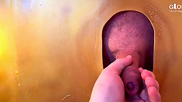 Horny daddy cock at the gloryhole - I squirt on it &amp; have to lick clean!