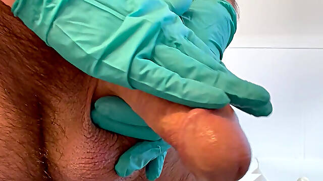Soft to Stiff Prick with latex gloves and soap