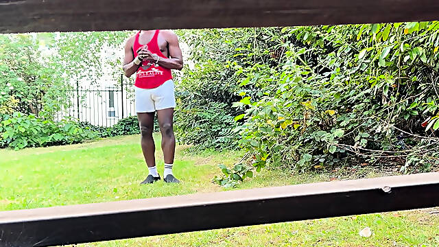 So Here Is Another Video of Me Outdoor Sitting on a Bench Commando in My Shorts