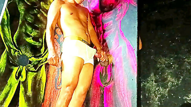 Latino finds a knob on the wall and I cant stand the urge to pump his milk