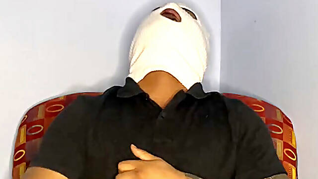 Bondage mask papi wank session